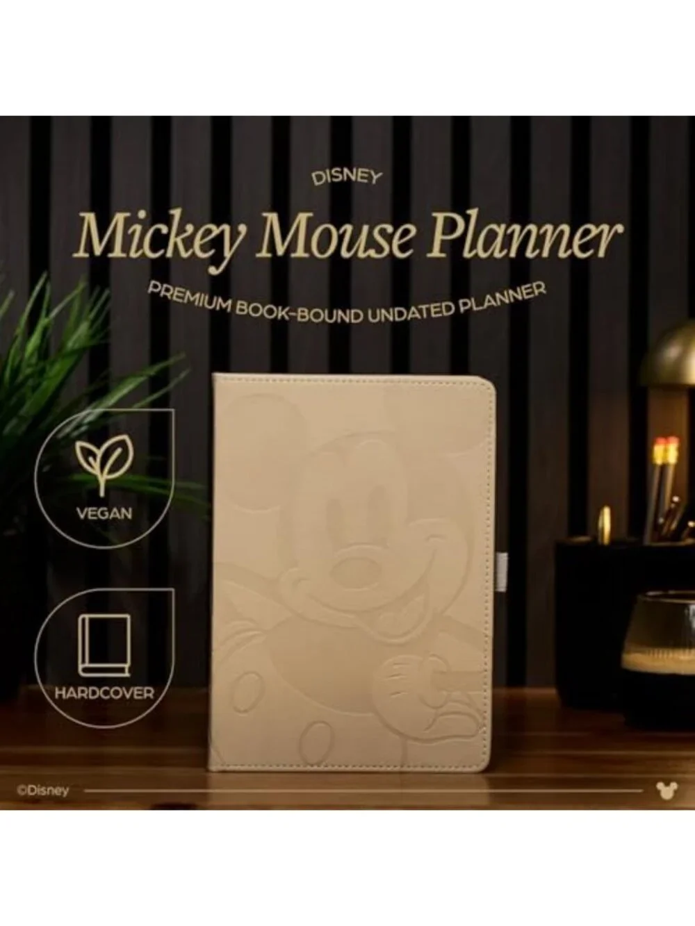 Mickey Mouse 12-Month Undated Planner, Embossed Vegan Leather, Small Dashboard